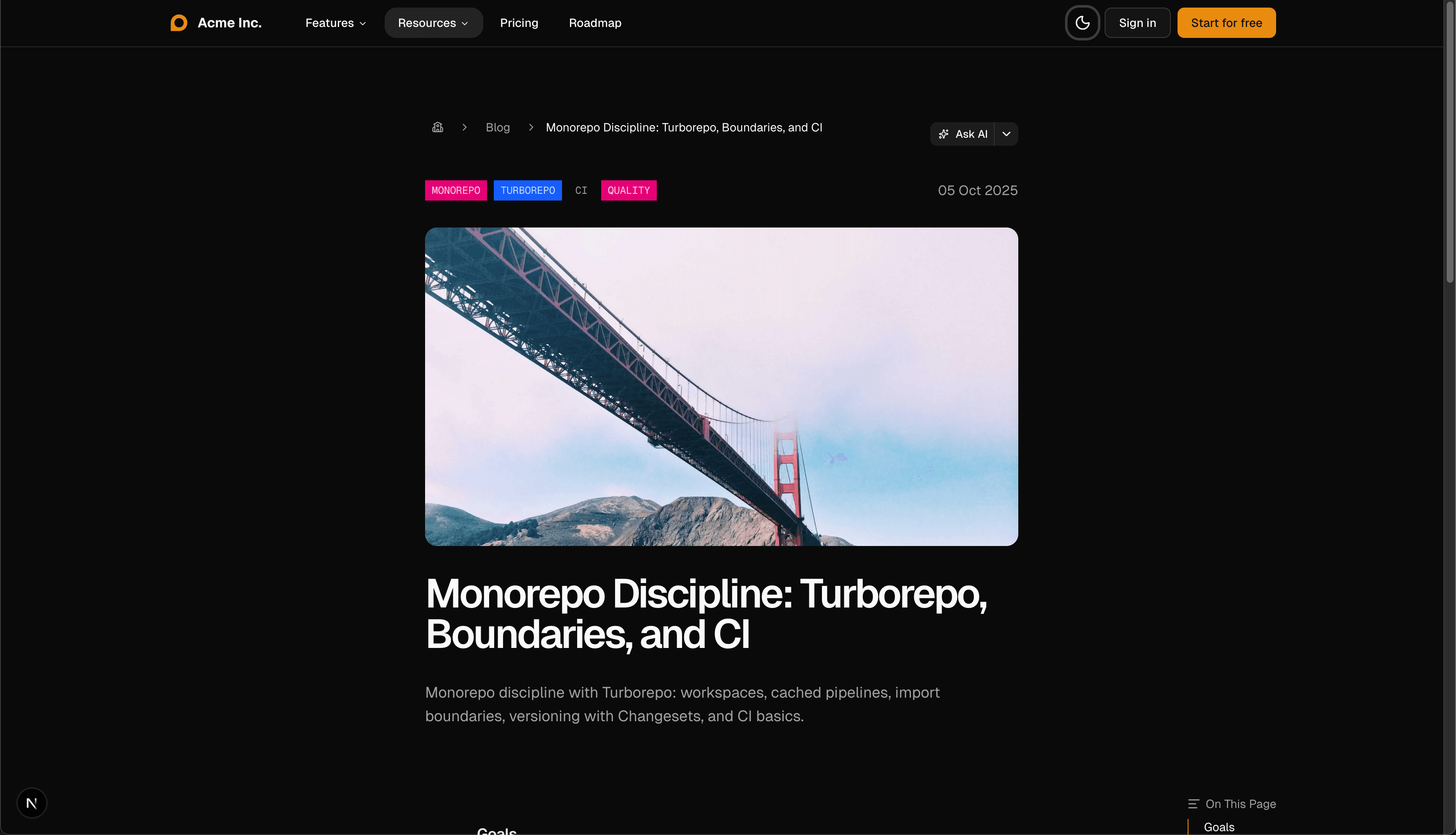 marketing.screenshots.pages.blogPost - Dark Mode