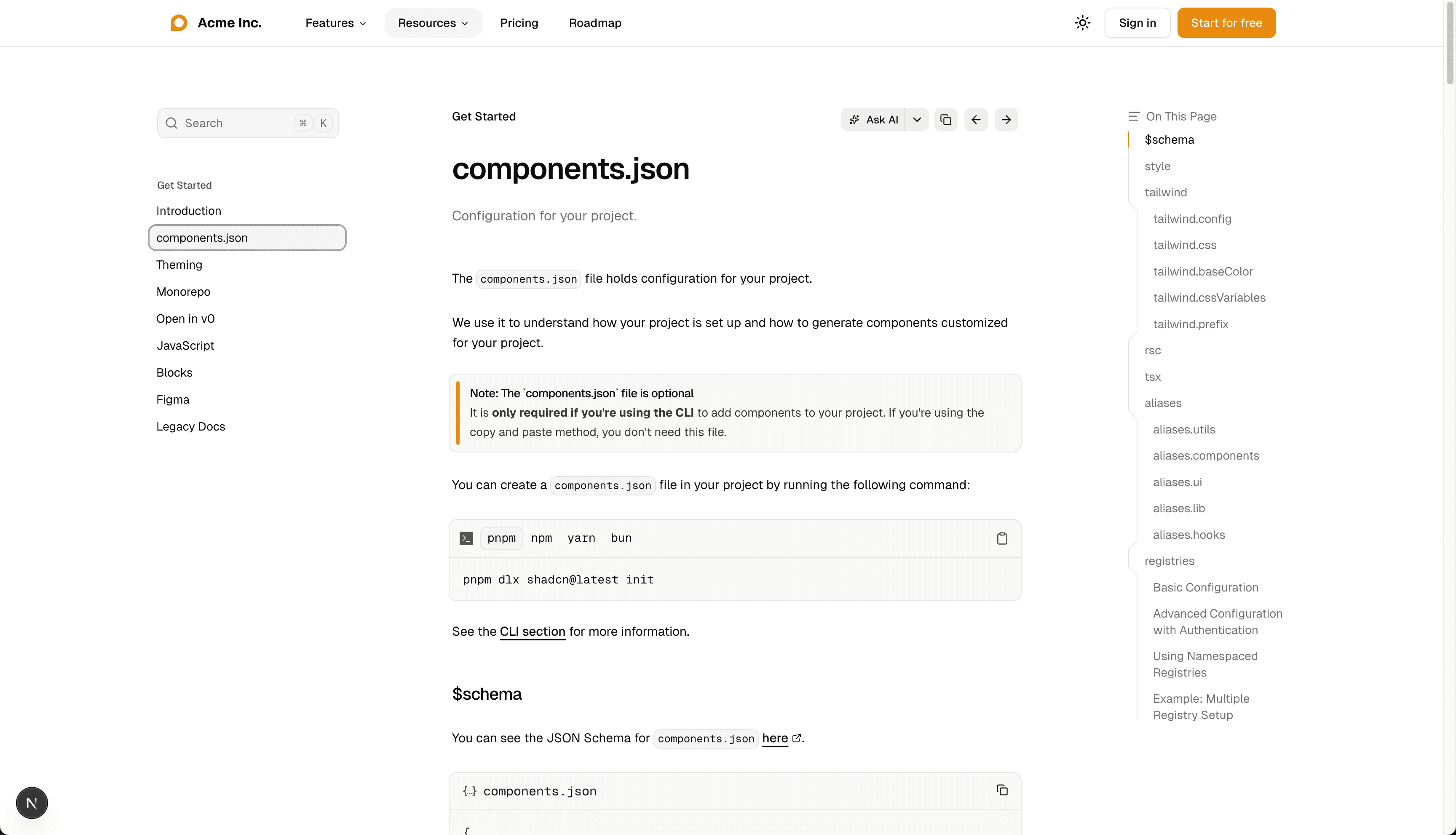 marketing.screenshots.pages.documentation - Light Mode