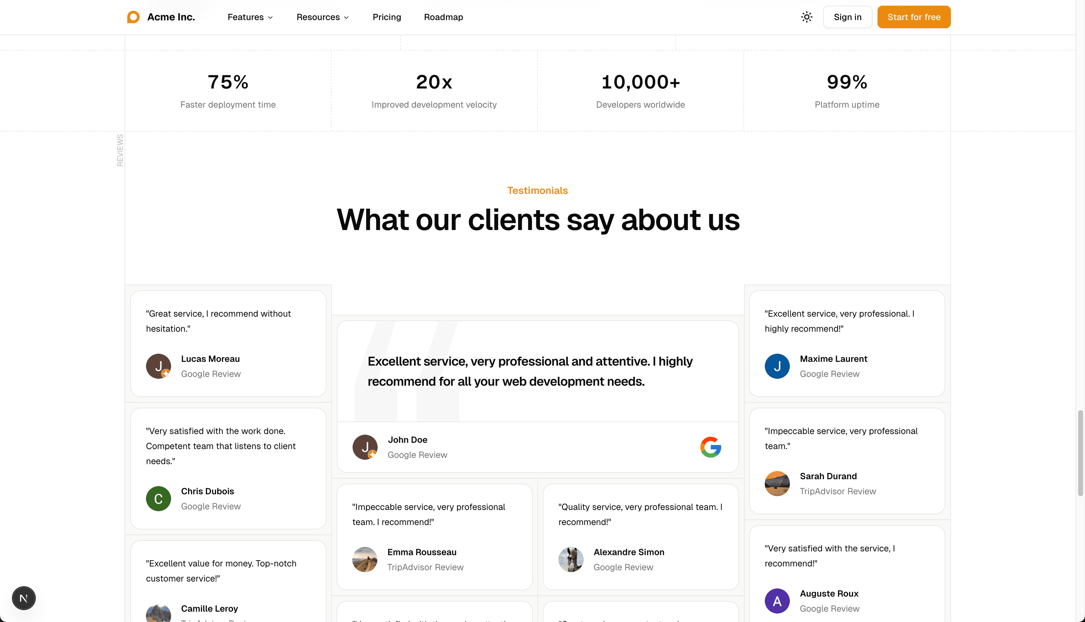 marketing.screenshots.pages.testimonials - Light Mode