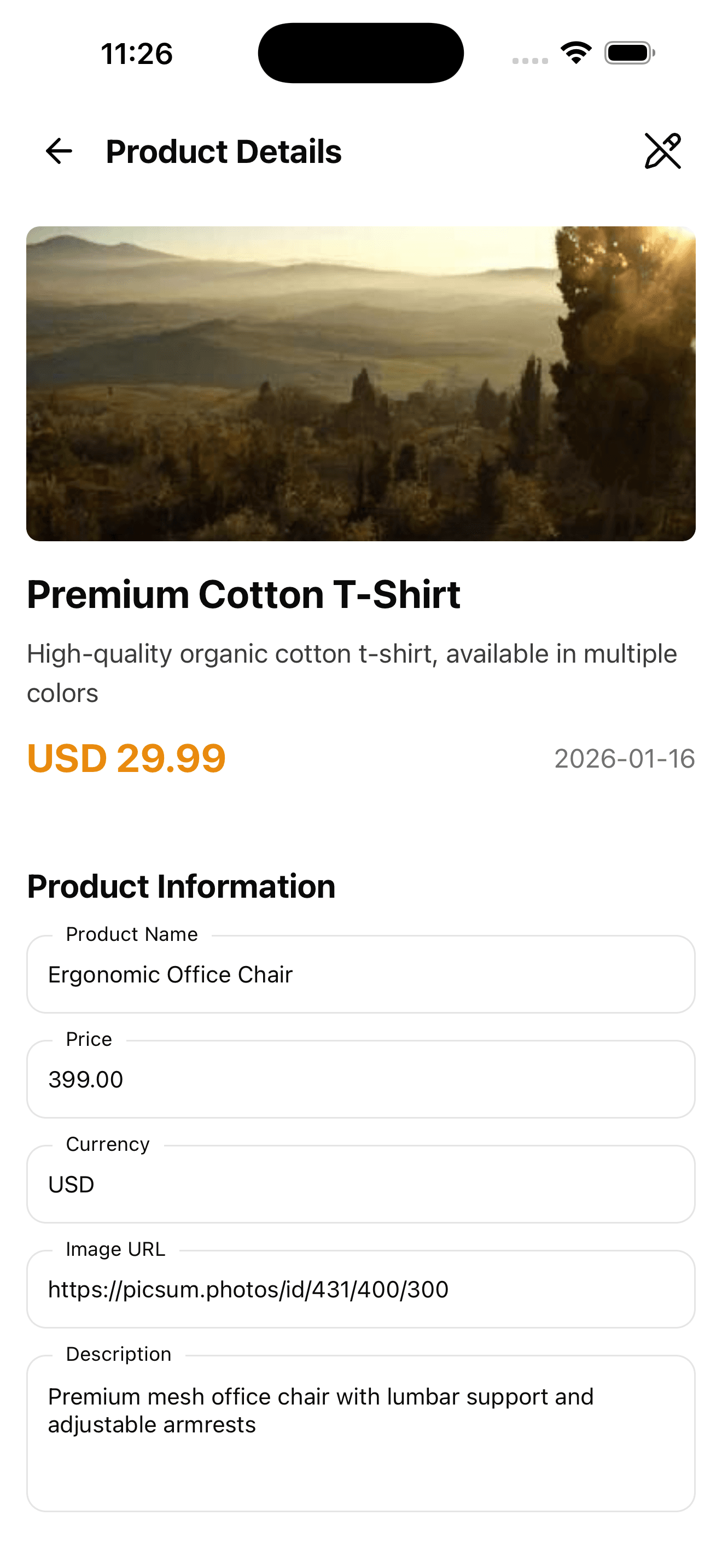 Edit Product - Light Mode