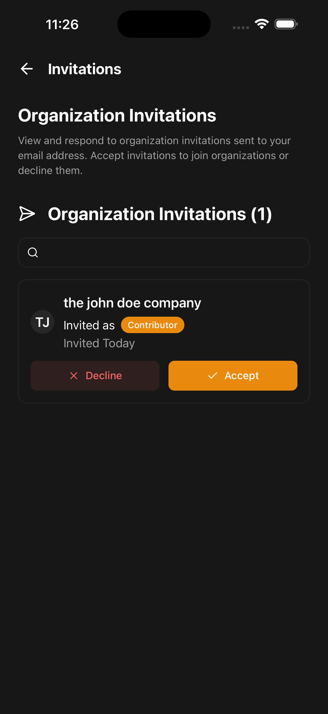 Invitations - Dark Mode