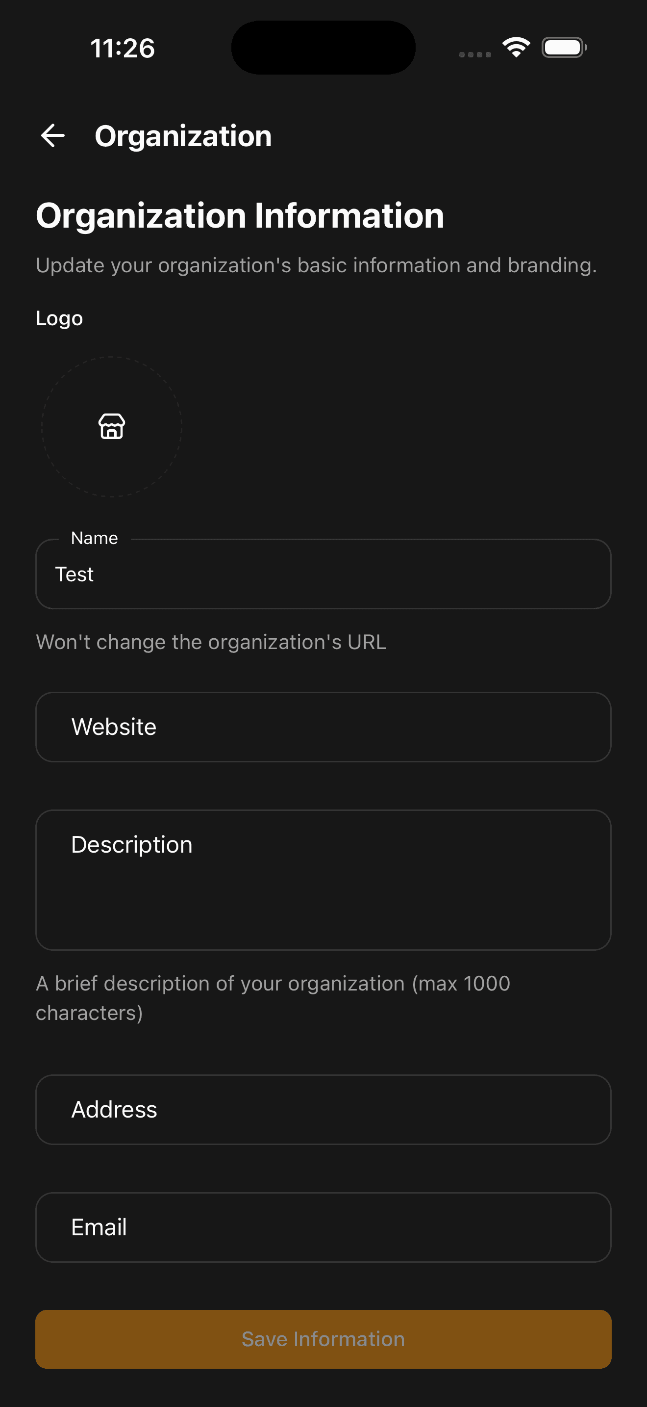Organization - Dark Mode