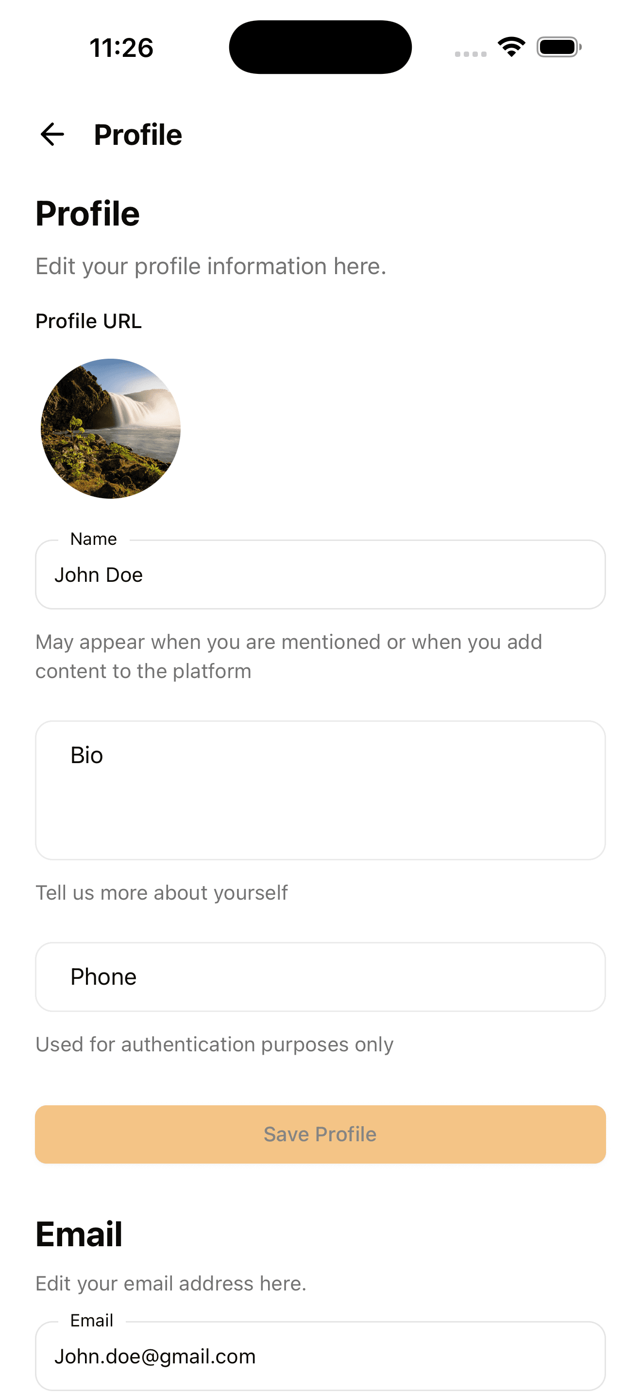 Profile Settings - Light Mode